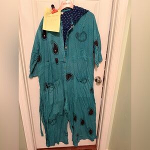 Teal Jumpsuit with Paisley Pattern Kantha Bae